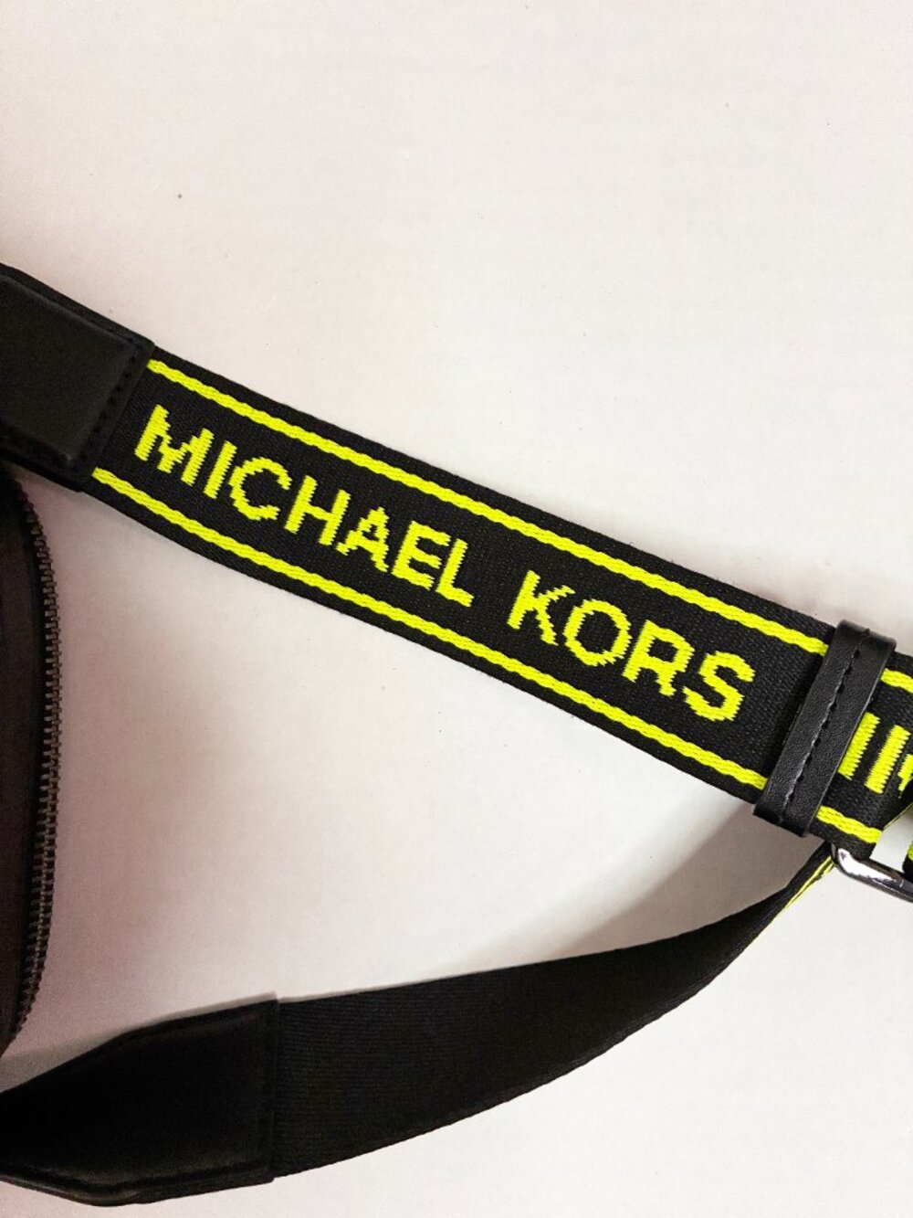 Michael Kors Small Leather Neon Green Logo Tape Crossbody Bag - Picture 6 of 11